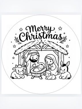 Handmade 50count Nativity Scene Stickers